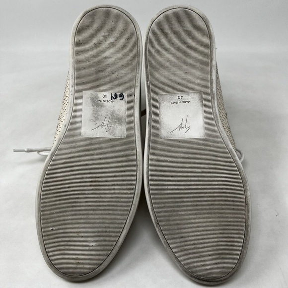 Giuseppe Zanotti Cream Python Embossed Leather Double Zip High Top Sneakers 40 - Picture 12 of 13